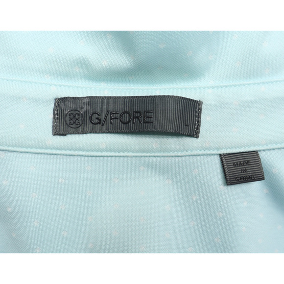 G/Fore Men's Short Sleeve Golf Polo Light Blue with White Dots Sz L - Picture 6 of 8
